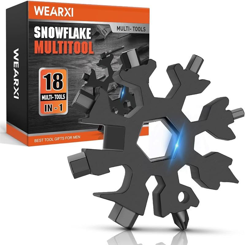 Father Day Gifts from Daughter Son, Gifts for Men 18 in 1 Snowflake Multitool, Mens Gift for Dad/Him/Husband, Birthday Gift for Boyfriend, Dad Gifts Cool Gadgets, Camping Essentials | Mens Stocking Stuffers for Adults/Husband/Boyfriend, Mens Dad Gifts for Christmas, Camping Essentials Cool Gadgets