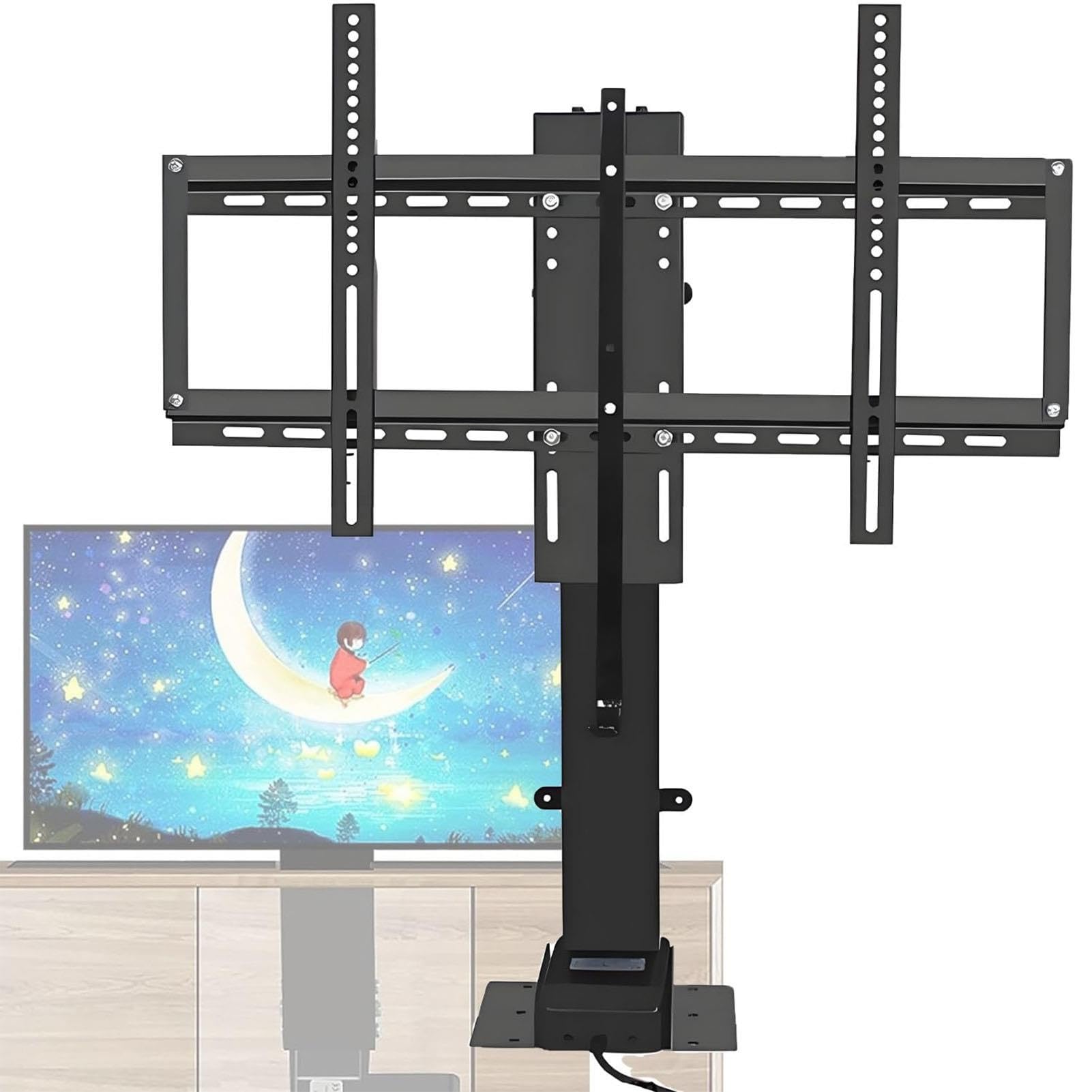 Soporte Telescópico Eléctrico Ajustable para TV – Elevador Motorizado con Mando A Distancia – Ocultable En Muebles, Tiempo De Recorrido Inferior A 40 Segundos.