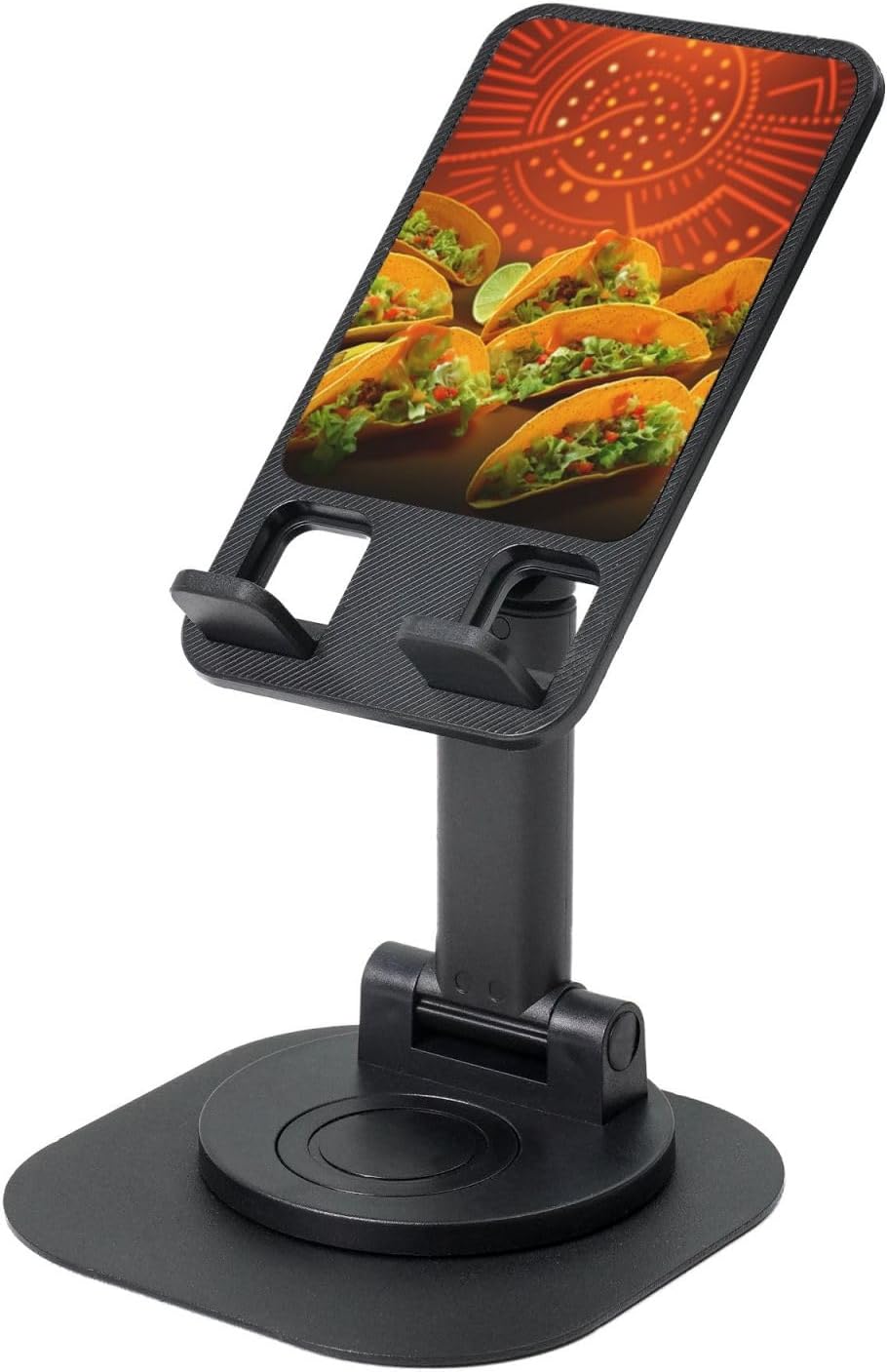 Food Pattern Funny 360° Rotating Cell Phone Stand Height Angle Adjustable Phone Stand Portable Foldable Desktop Phone Holder Office Accessories Compatible with All Mobile Phones and Tablets