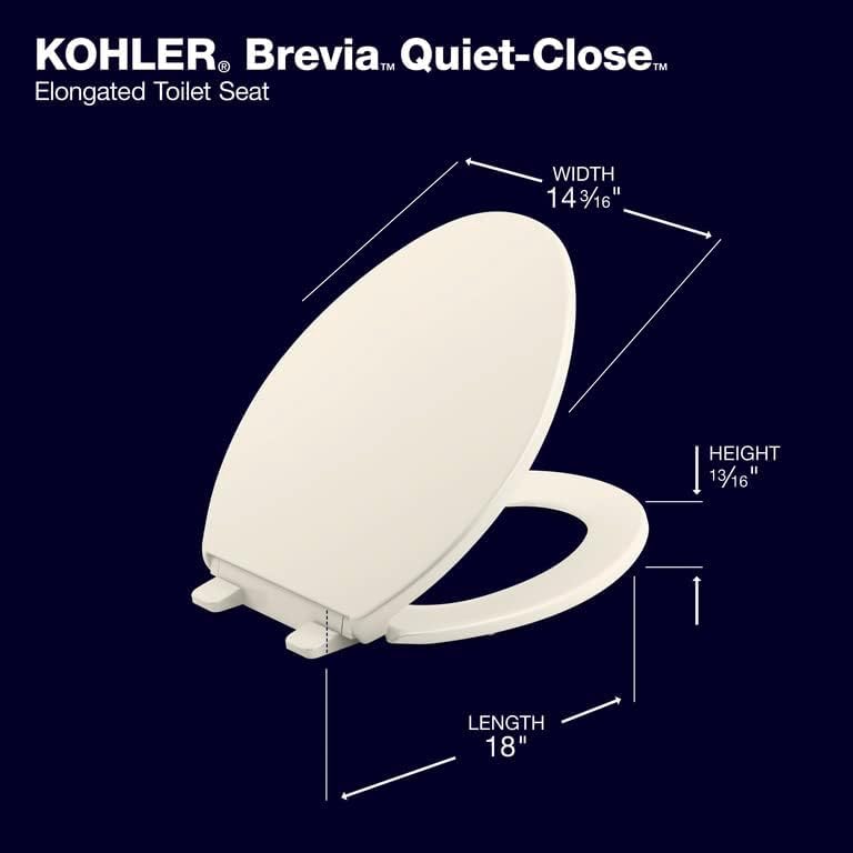 KOHLER 4774-0 Brevia Elongated Toilet Seat with Quick-Release Hinges And Quick-Attach Hardware For Easy Clean, White & Purewash Toilet Seat Attachment for Bidet functionality, 22860-0, White