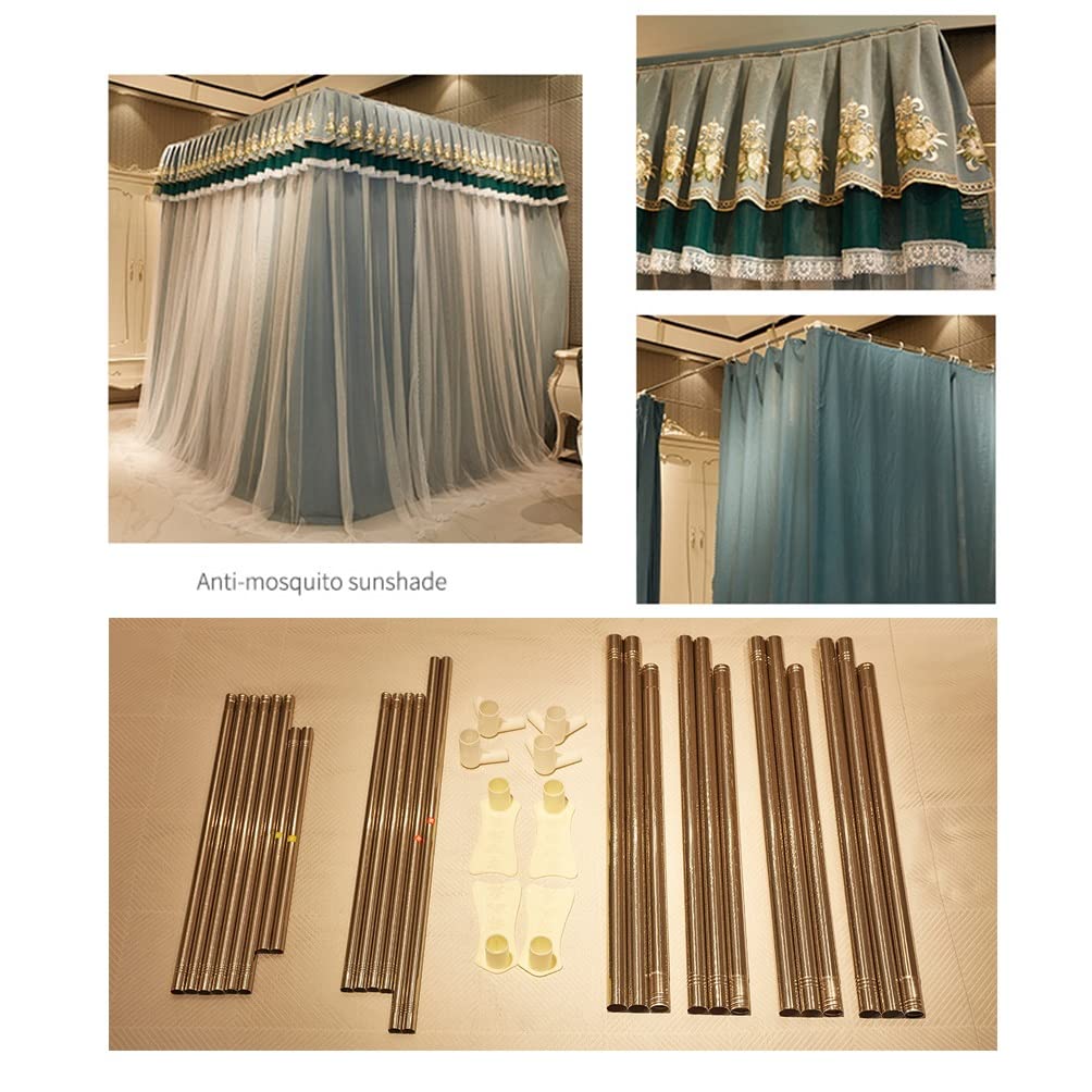 Bett Baldachin Moskitonetz für Twin Queen King, 4 Eckpoststaubdichte Blackout Bett Vorhang Schlafzimmer Dekor? Mit Ständer (Farbe: Blau, Größe: 200x220x200 cm)