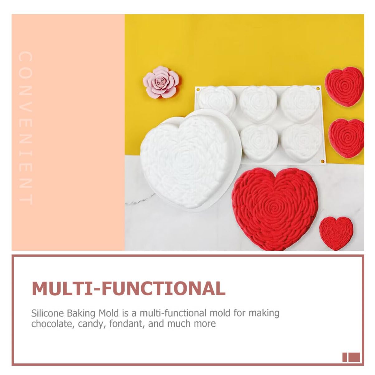 Amosfun 5 Pièces moule rose d'amour Pâtisserie cube fabricant de gâteaux moule à cake pops cupcake à cupcake s à chocolat s en silicone pour chocolat Gel de silice