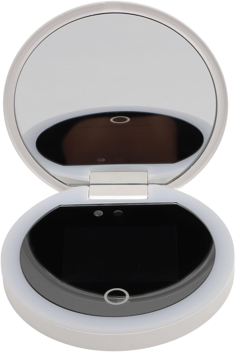 Compact Mirror, 3.5 Inch 2X Magnification Camera with 360 Degree Fill Light and 3 Speed Brightness Pocket Mirror, Travel Makeup with USB Rechargeable for Sunscreen Test