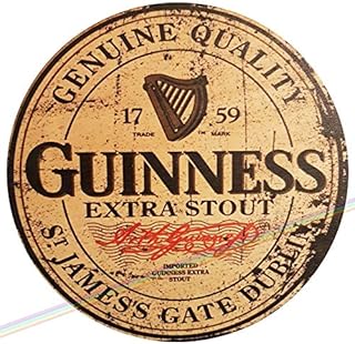 Circle Wooden Signs Mancave Vintage Retro Wood Bar Pub Wall Sign Diameter 19cm ( GUINNESS )