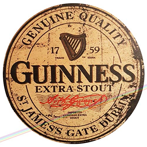 Panneau mural en bois Mancave vintage rétro en bois pour bar, pub, diamètre 19 cm (Guinness)