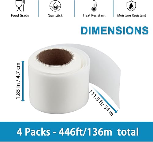 Miniatura 9 de P&P CHEF - Rollo de papel pergamino para hornear, paquete de 2, 1.85 pulgadas x 111.5 pies, revestimiento lateral blanco antiadherente para