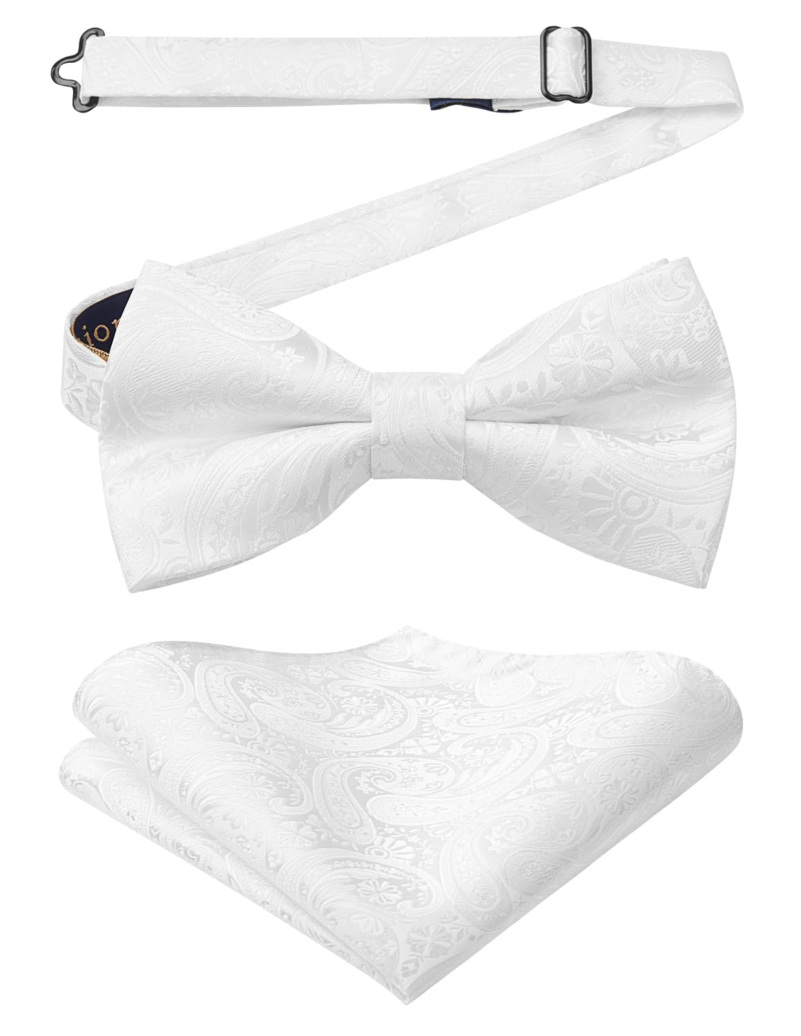 HISDERN Bow Ties for Men Paisley Floral Pre-tied Bowtie Pocket Square Set Men's Formal Bow Ties Wedding Party