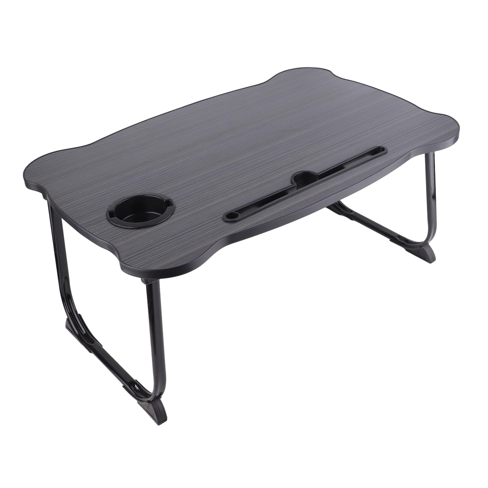 Tavolo da letto pieghevole portatile con portabicchieri, vassoio ideale per la colazione per uso portatile, perfetto per studenti e casa, 60 x 40 x 28 cm, nero, design multifunzionale