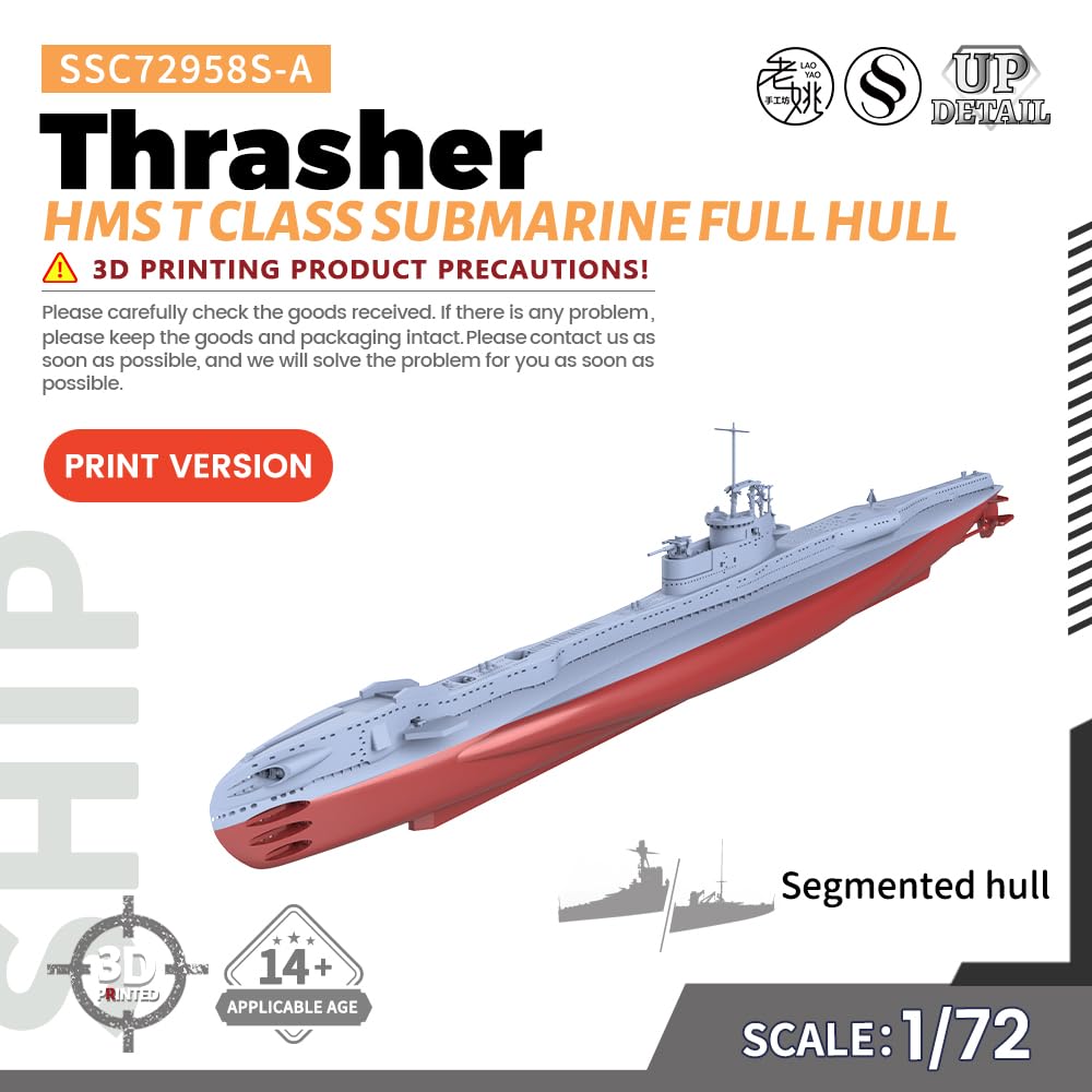 MRY-SFW SSC72958S-A 1/72 zestaw do budowy modelu wojskowego HMS klasy T łódź podwodna Thrasher pełny kadłub segmentowy