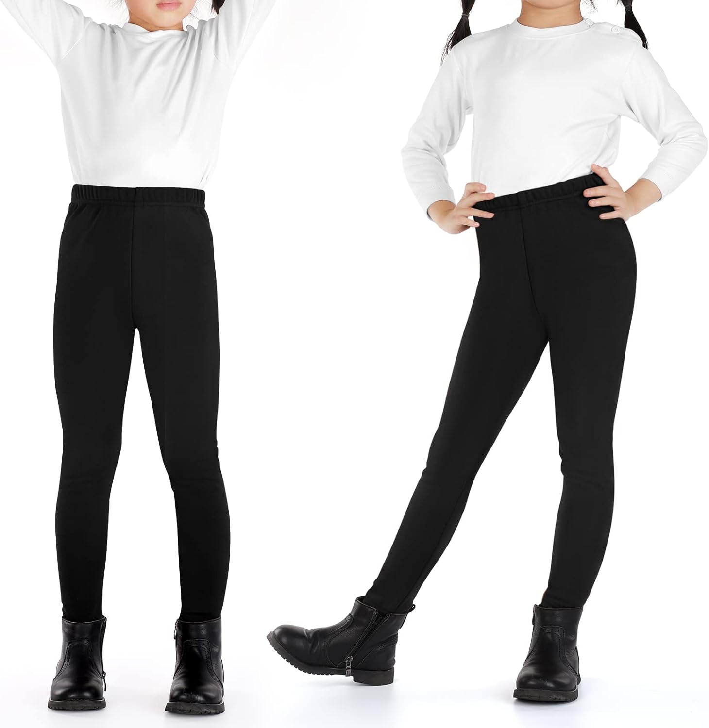 JOCMIC Girls Fleece Lined Leggings Winter Pants Thick and Warm Pack of 2 - Image 5