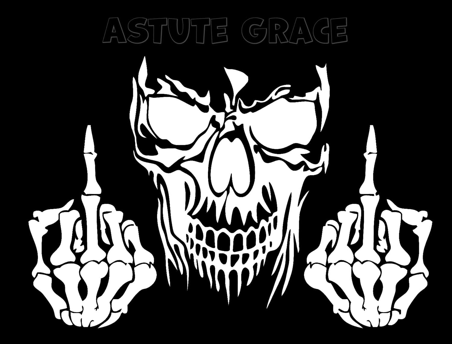 Finger Flipping Sticker Funny Car Stickers, Skull Skeleton Fingers Decal, Skull Sticker, Skull Back Window Decal | 8.5"| AG-640 (White)