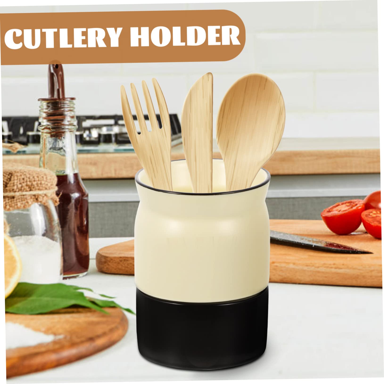 STOBAZA Tableware Dish Drainer Bucket Ceramic Utensil Container Cutlery Organizer Marble Kitchen Accessories Holder Silverware Box Multifunction