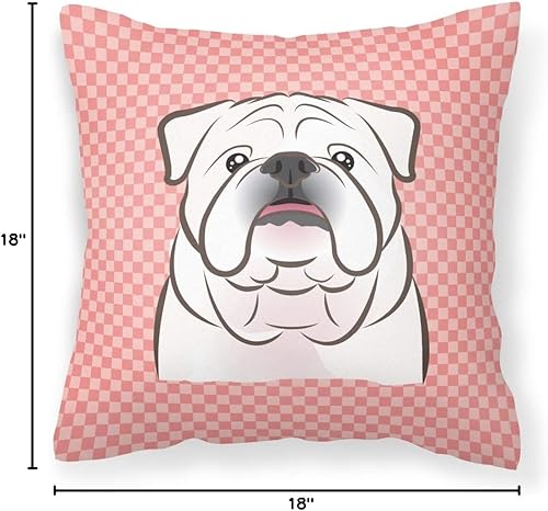 Miniatura 2 de Caroline's Treasures BB1220PW1818 Cojín decorativo de tela de bulldog inglés de ajedrez, lavable a máquina, para interiores y exteriores, para sofá,