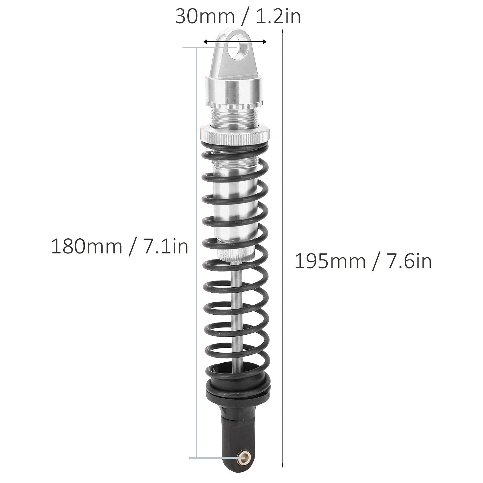 2 sztuk 195mm RC aluminiowy amortyzator dla HSP 94050 benzyna samochody terenowe wysokiej jakości trwała sprężyna elastyczna (Srebrny)