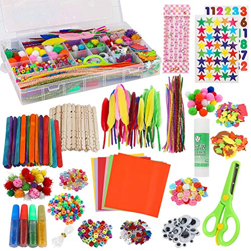Arts and Crafts D.I.Y Supplies for Kids 1000+ PCS - Assorted Craft Art Supply Combo Kit for Kids & Toddlers All in One D.I.Y. Crafting Collage School Supply Arts Set for Kids