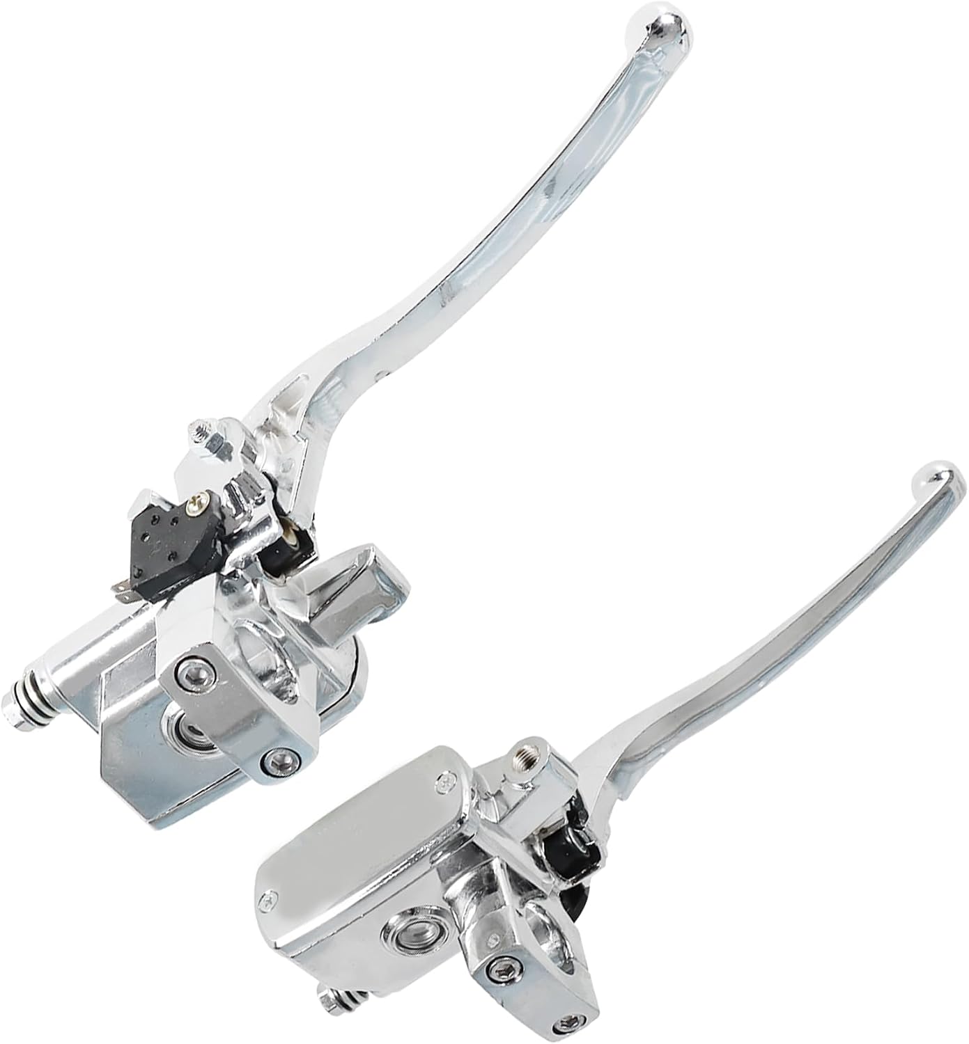 WFLNHB 25mm Motorcycle Handlebar Hydraulic Brake Clutch Master Cylinder Left Right Set Chrome Replacement for Yamaha Star 2002-2013