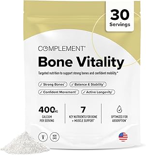 COMPLEMENT Bone Vitality Supplement for Women and Men - Vitamins for Bone & Muscle Strength, Energy Boost - Calcium Citrate Malate, Creatine, Vitamin D3 & K2, B12, Zinc, Magnesium (30 Servings)