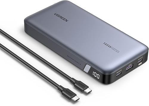UGREEN Power Bank - Cargador portátil para portátil de 25,000 mAh y 145 W, Nexode de 3 puertos USB C PD, para MacBook Pro/Air, Dell XPS, iPhone