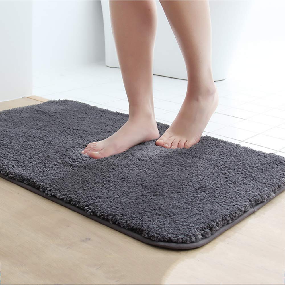 2-teiliges Super Plüsch-Badmatten-Teppichset aus Rutschfester Mikrofaser, superabsorbierender Badteppich Bad-Duschmatte Set-grau 20 x 20 Zoll + 24 x 35 Zoll