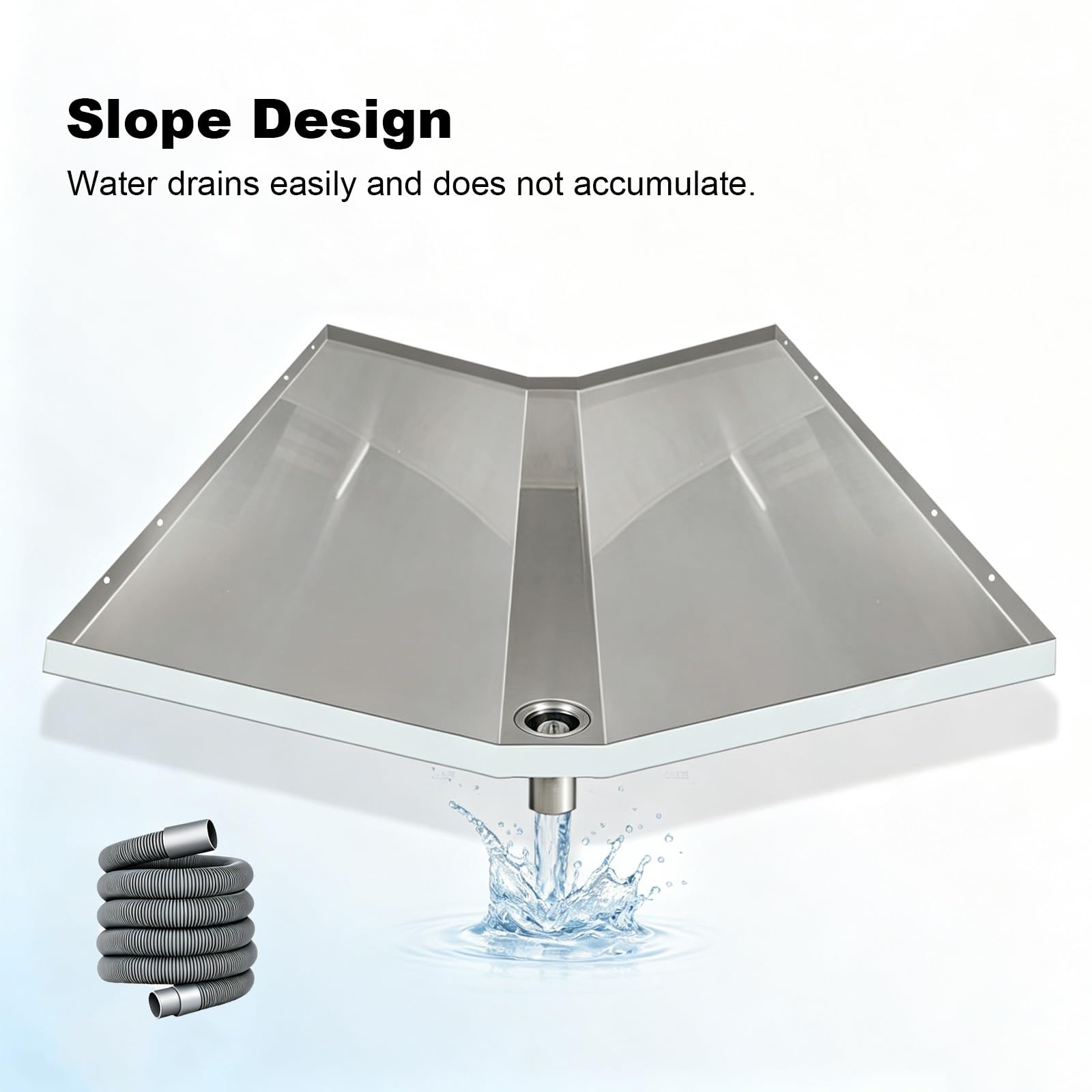Bandeja Condensado Aire Acondicionado Portátil, Bandeja en V INOX | Recogedor de Agua de Acero Inoxidable Reforzado para Unidades Exteriores Mini Split HVAC(100x50cm/39.4x19.7in)