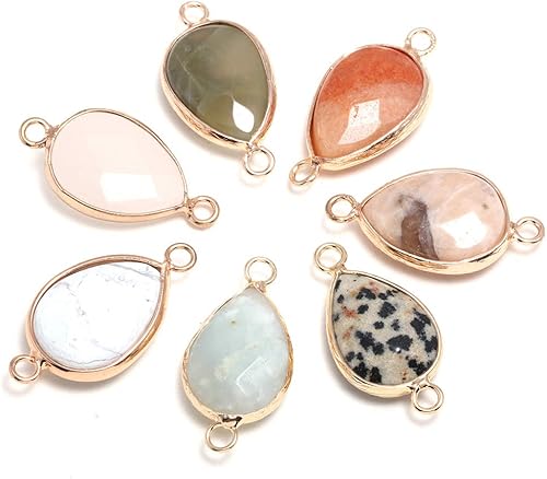 5 unidades de eslabones naturales de ágata collares colgantes de gemas con conectores chapados en oro para collares y pulseras