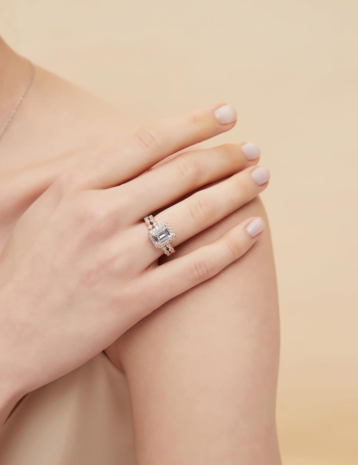 EAMTI 2CT 925 Sterling Silver Bridal Ring Sets Emerald Cut CZ Engagement Vintage Promise Rings Marquise Wedding Bands for Women Size 3-12 - Image 5