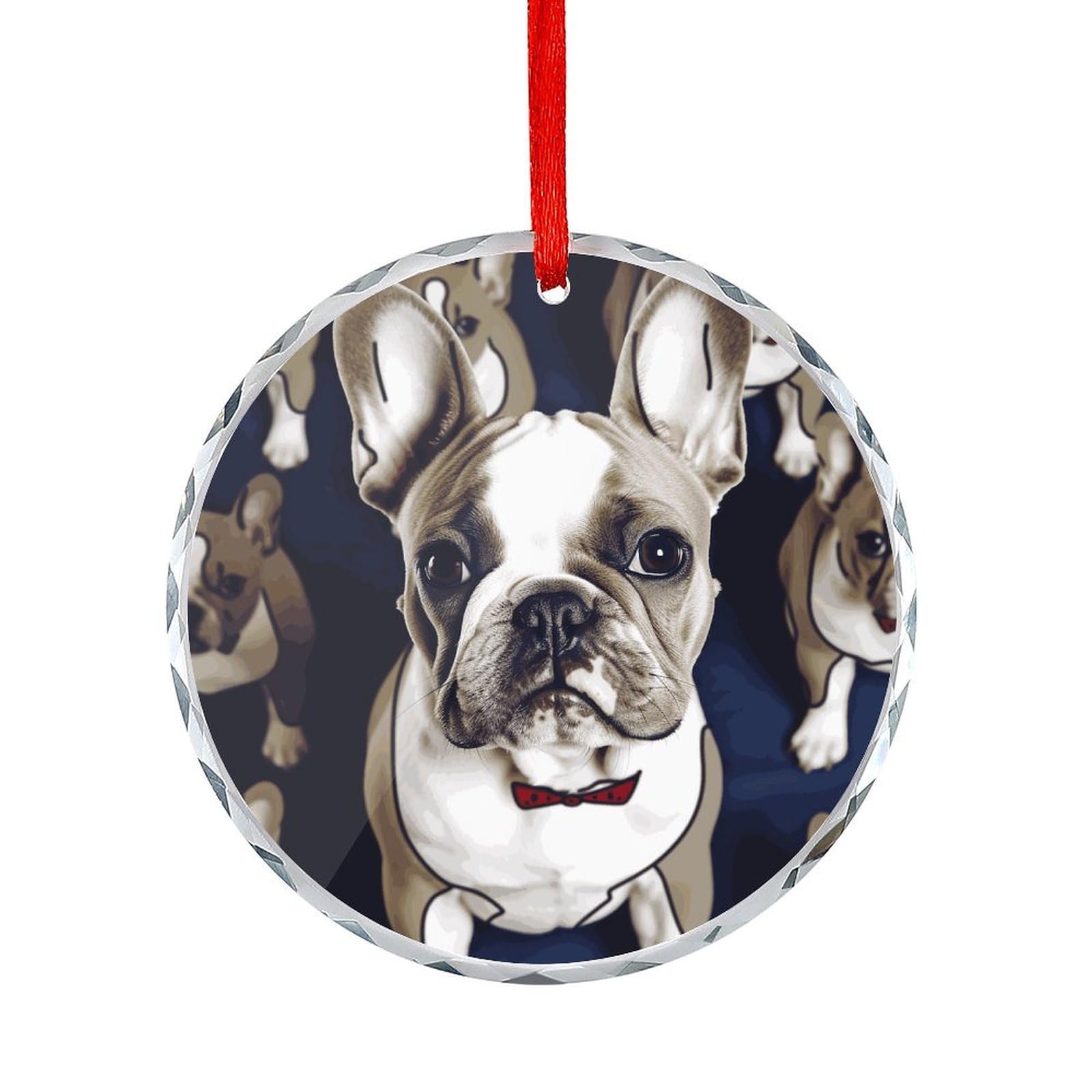 Btcowzrv Style Cute French Bulldog Round Ornament Hanging Pendant Decor