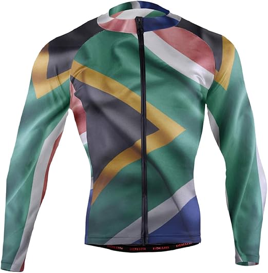 super3Dprinted South Africa Flag Men's Cycling Jersey Long Sleeve Bike