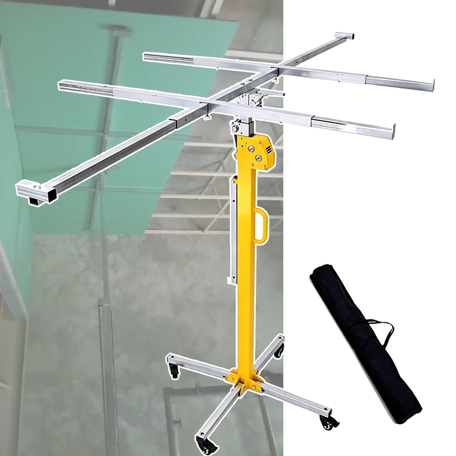 Trockenbau-Hebebühne, Deckenheber-Roller, mit 360°-Lenkrollen, verzinkte Stahlkonstruktion, rutschfeste Basis, Werkzeug für Renovierungs- und Ingenieurprojekte