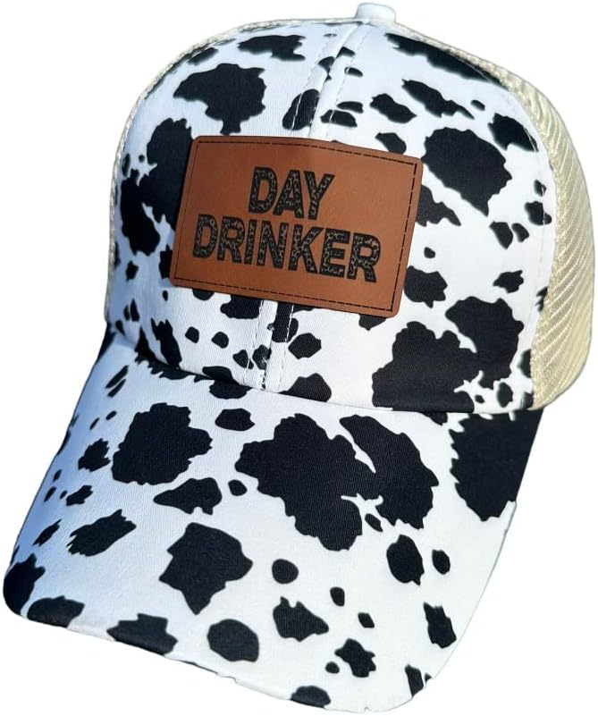 Silva Lining Day Drinker Womens Leopard Western Cow Ponytail Hat