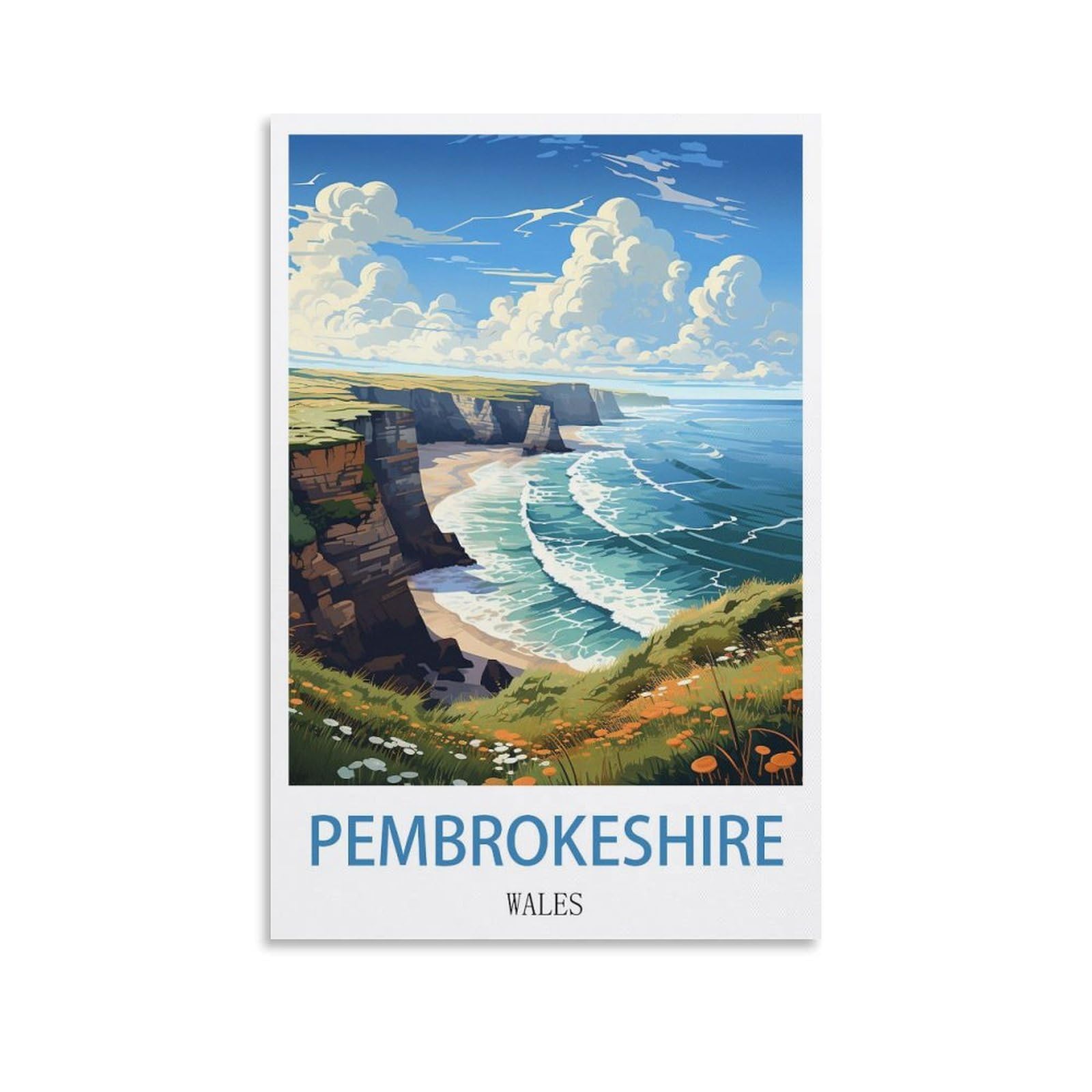 EZMLFA 5D Diamond Art Kits for Beginner,Pembrokeshire Wales,Diamond Picture Art for Beginner, DIY Gem Cross Stitch Creative Gift Home Wall Decor 40x50cm