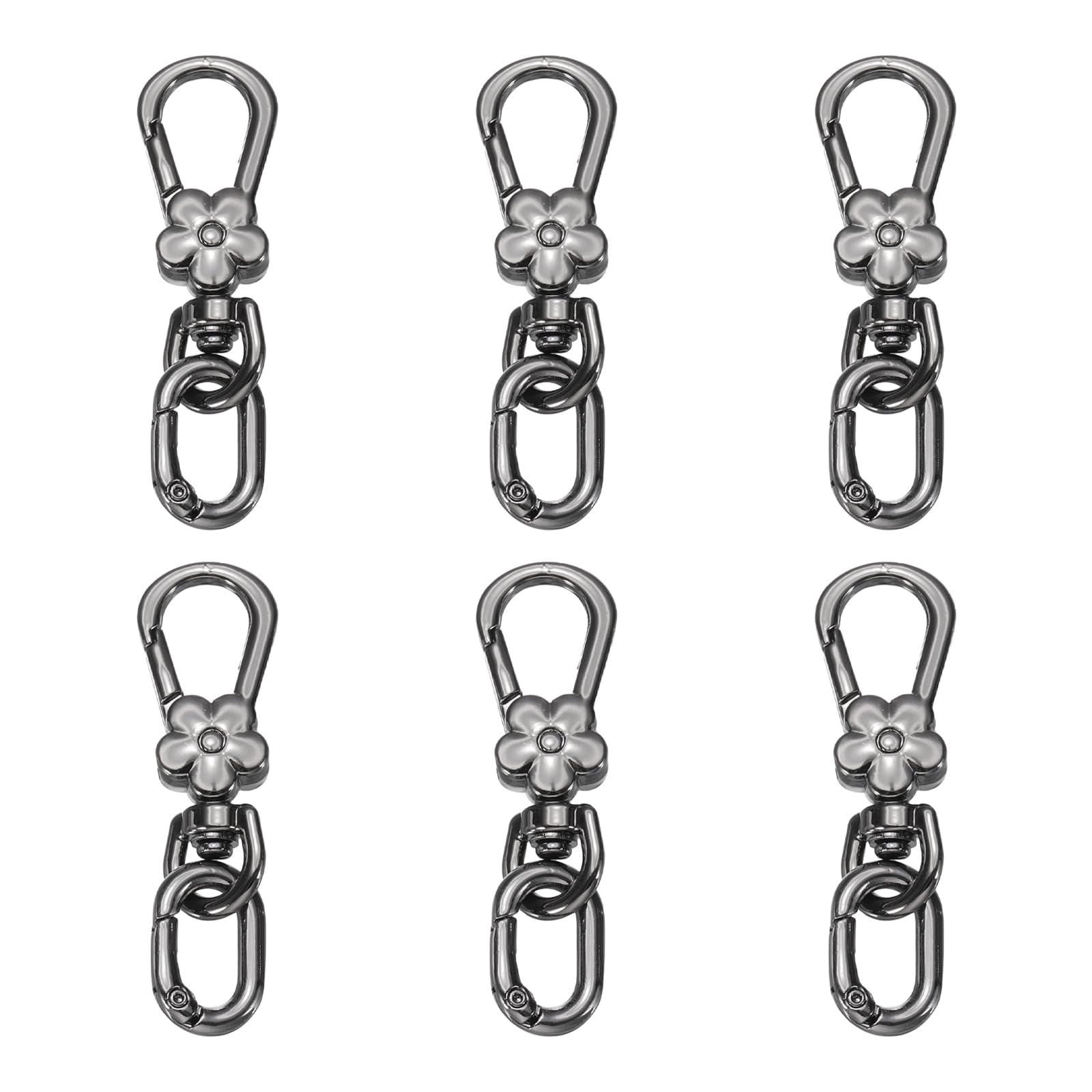sourcing map 6 Pcs Metal Keychain Clip Swivel Lobster Claw Clasp Quick Release Oval Key Ring Detachable Double Opening Snap Hooks for Jewelry Making Crafts Backpack Bag Lanyard, Gunmetal