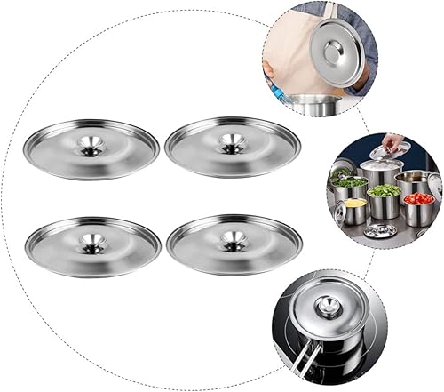 Miniatura 9 de Yardwe Tapas de acero inoxidable de 4.7 pulgadas para tarros de condimentos, cubiertas de metal a prueba de polvo para ollas de aceite de cocina y