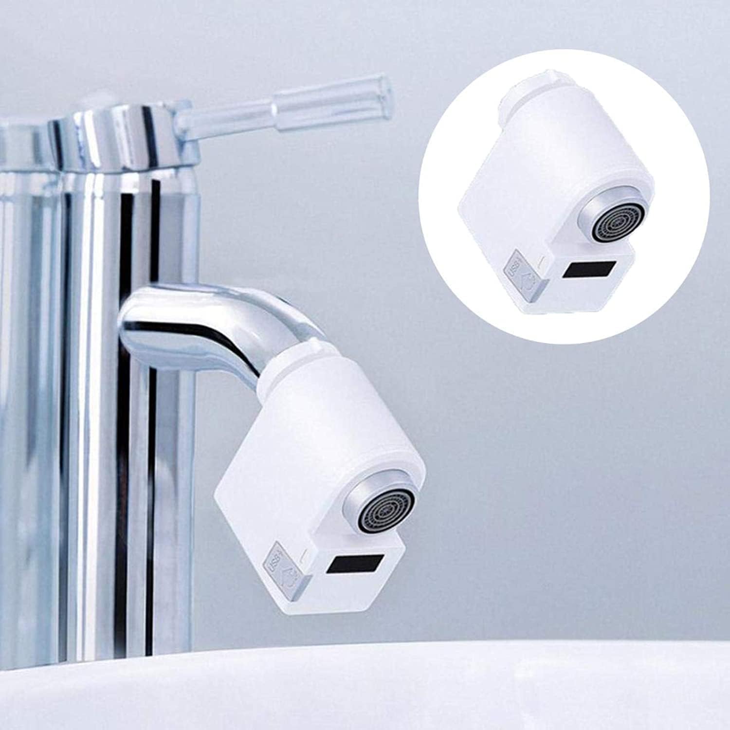 Touchless Faucet Adapter, Infrared Induction Automatic Kitchen Bathroom Sink Water Saver Motion Sensor Adapter Water Overflow Protection, Easy Installation