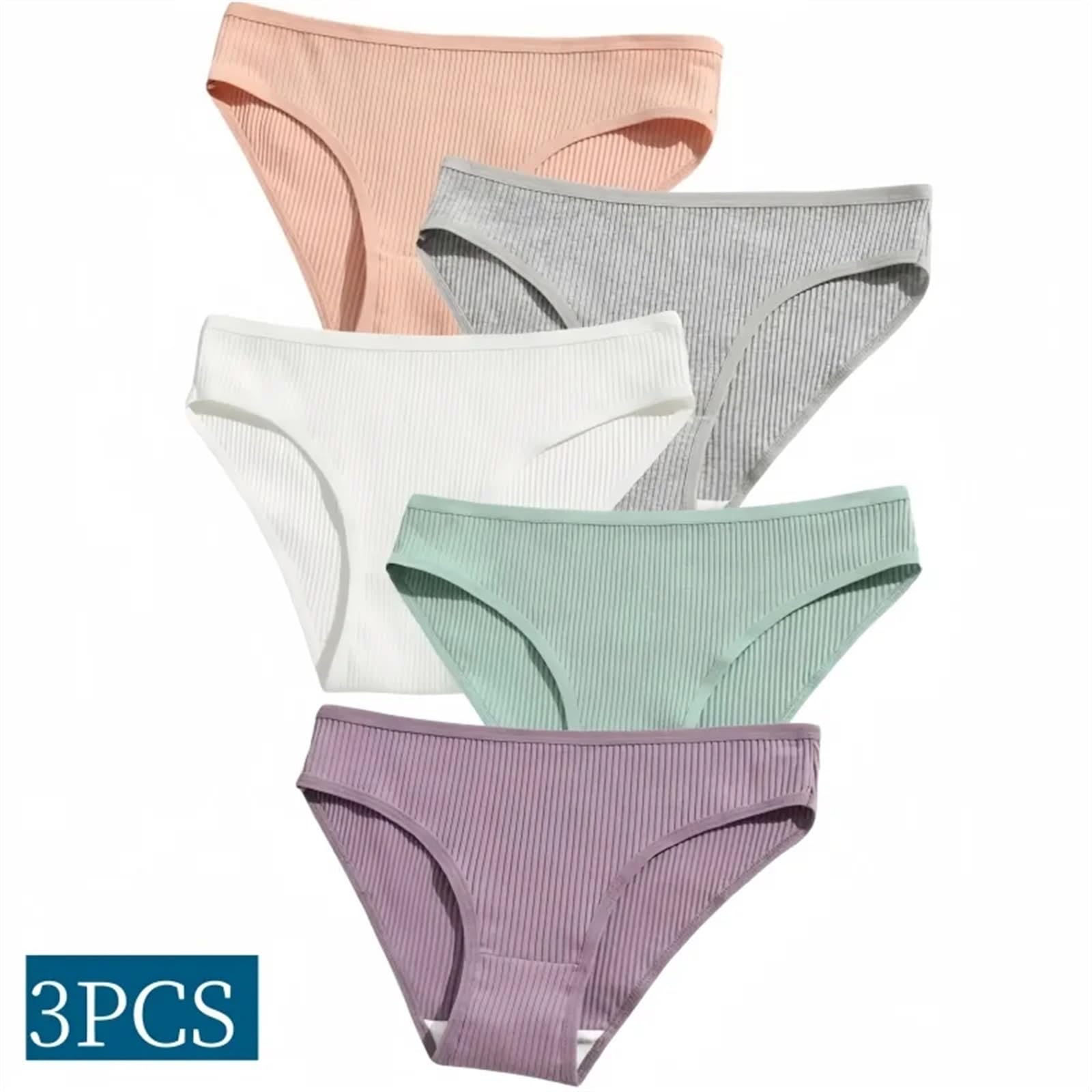 Mutande Bikini Slip 3 Pezzi/Set Mutandine Senza Cuciture in Cotone a Vita Bassa Biancheria Intima Traspirante Slip Tinta Unita Mutandine Sportive Mutandine Lingerie Femminile(Set 18 1pc,M)