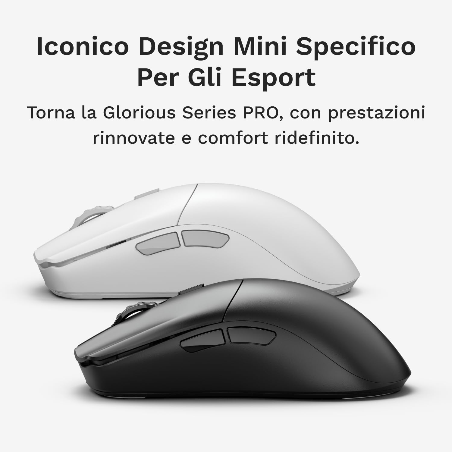 Glorious Gaming Series 2 PRO mouse wireless gaming - compatto, super leggero 55g, polling 8K wireless, 26K Sensor, switch ottici, per esport e sparatutto, presa in punta di dita e ad artiglio - Bianco