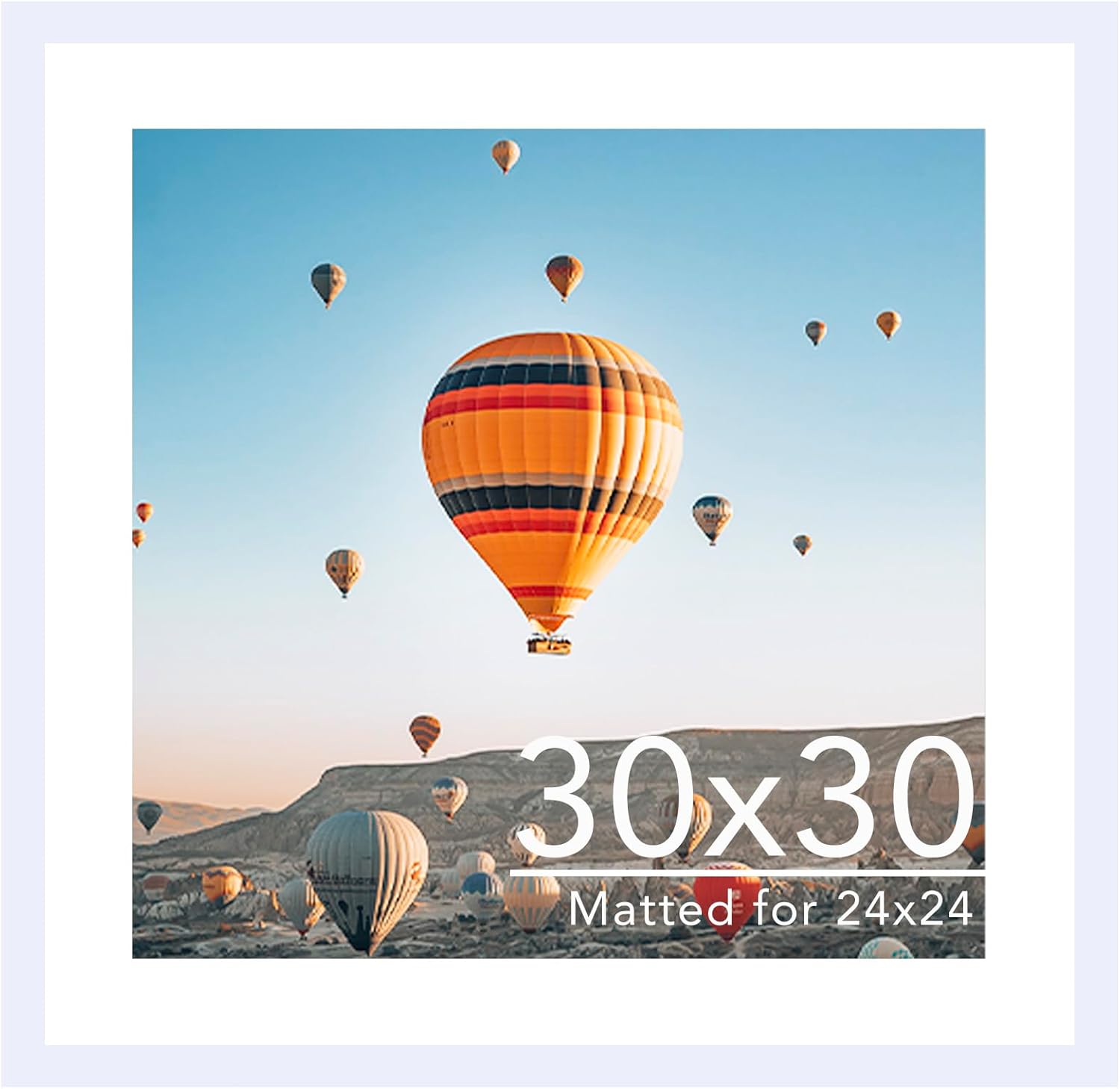 30x30 Picture Frame White with 24x24 Mat, Display Photo 24x24 with Mat or 30 x 30 Without Mat, Wall Hanging Large 30x30 Poster Frame with Shatter Resistant Plexiglass, White White 30x30 inch