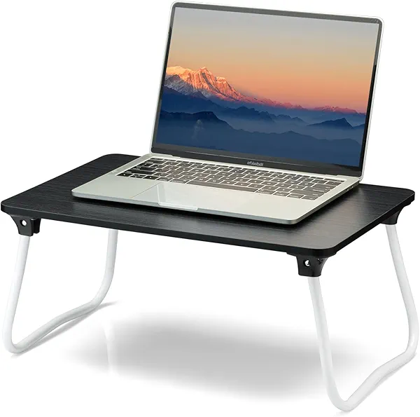 ZEAPTAC Laptop Bed Desk, Foldable Lap Desk, Portable Laptop Stand, Lightweight & Mini Table for Breakfast/Picnic/Drawing/Couch/Floor - Black