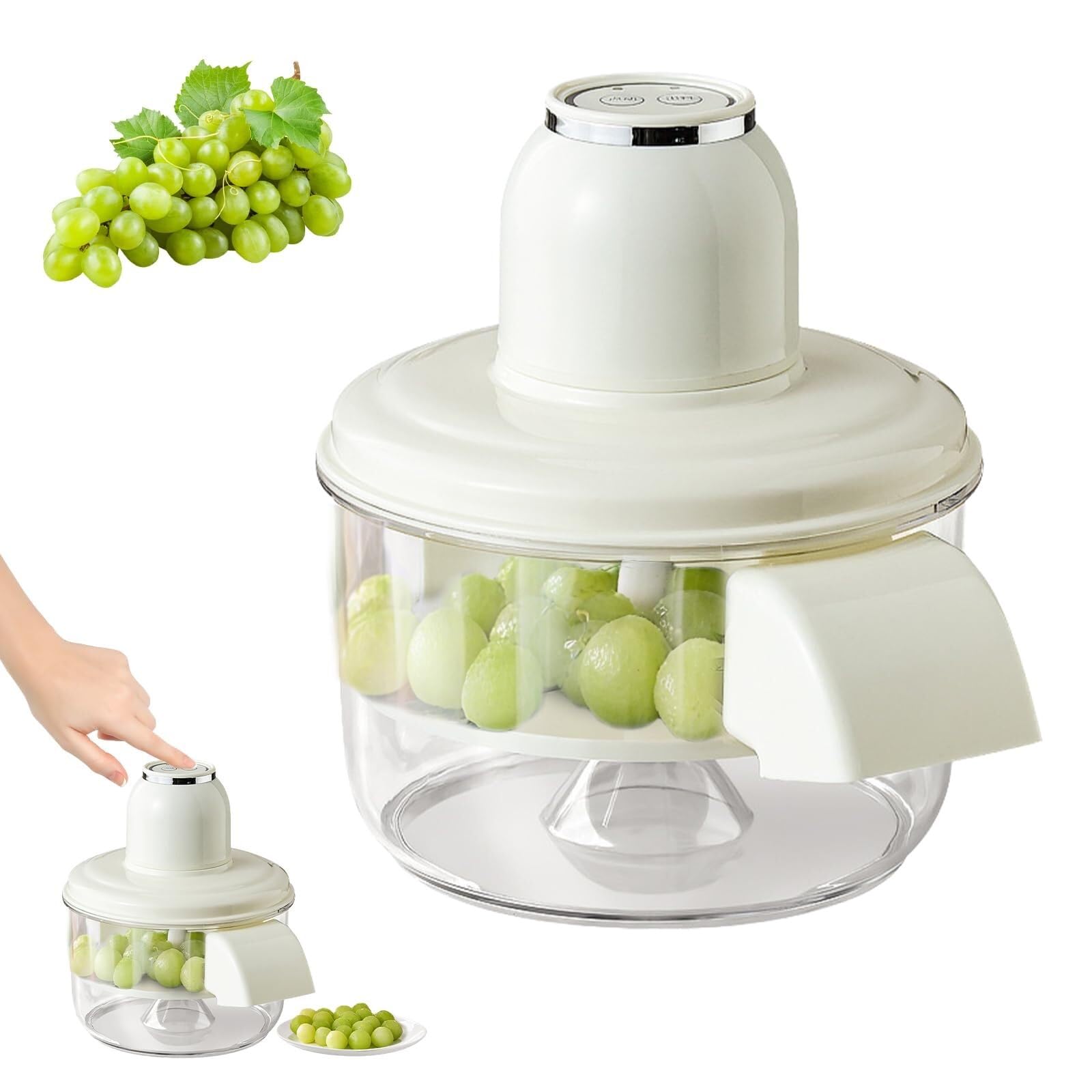 Peladora AutomáTica Uvas, Pelador EléCtrico Uvas, MáQuina Peladora 50 W Apta TambiéN Para Ajo con Cuchillas Acero Inoxidable, Pelado RáPido, DiseñO Desmontable para Uso DoméStico(WHITE)
