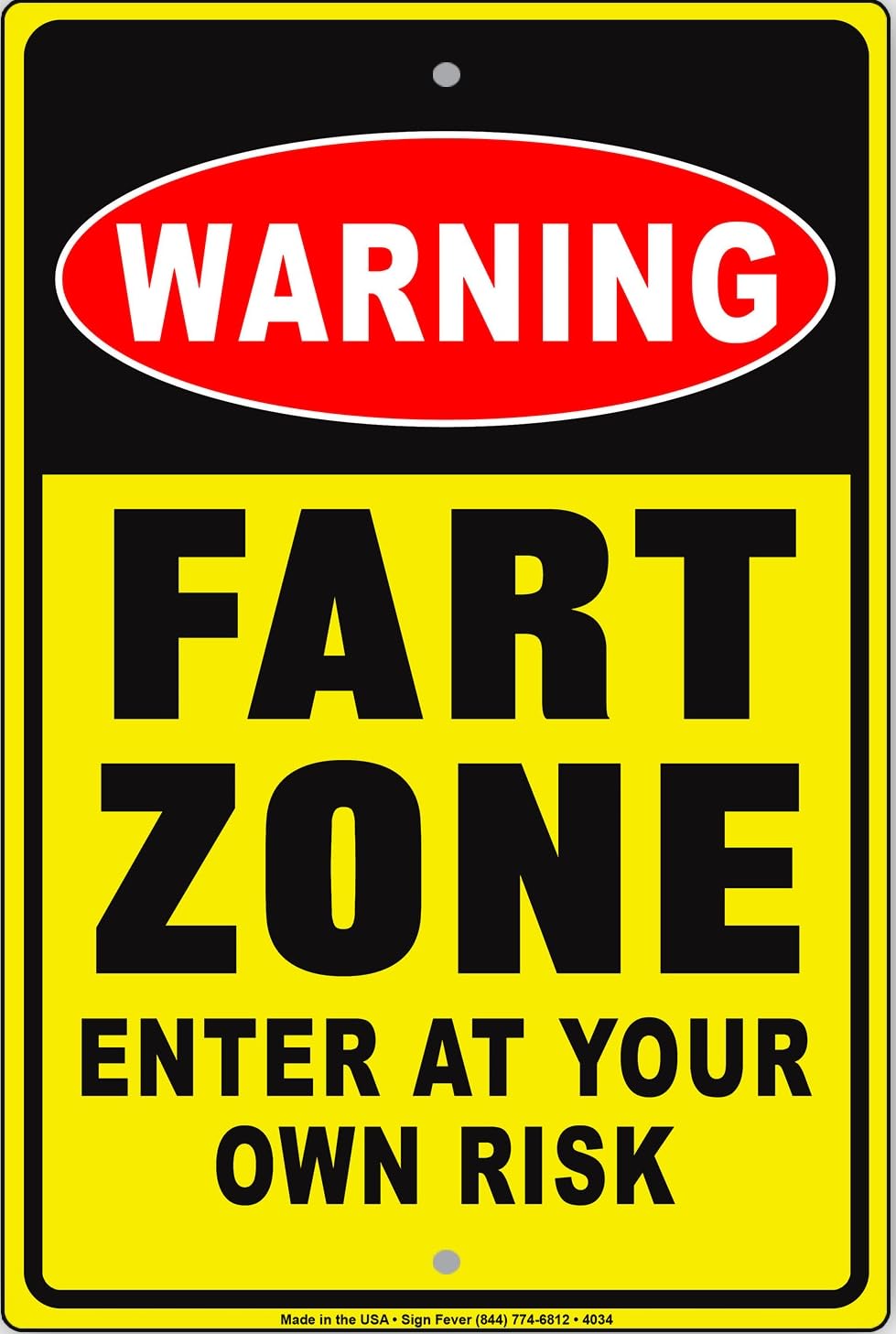 Warning Fart Zone Enter At Your Own Risk Wall Decor Funny Metal Sign