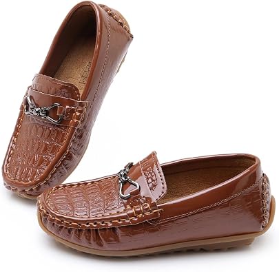 RVROVIC Kids Girls Boys Slip-on Loafers Oxford PU Leather Flats Shoes Casual Moccasin Shoes for Toddler Kid