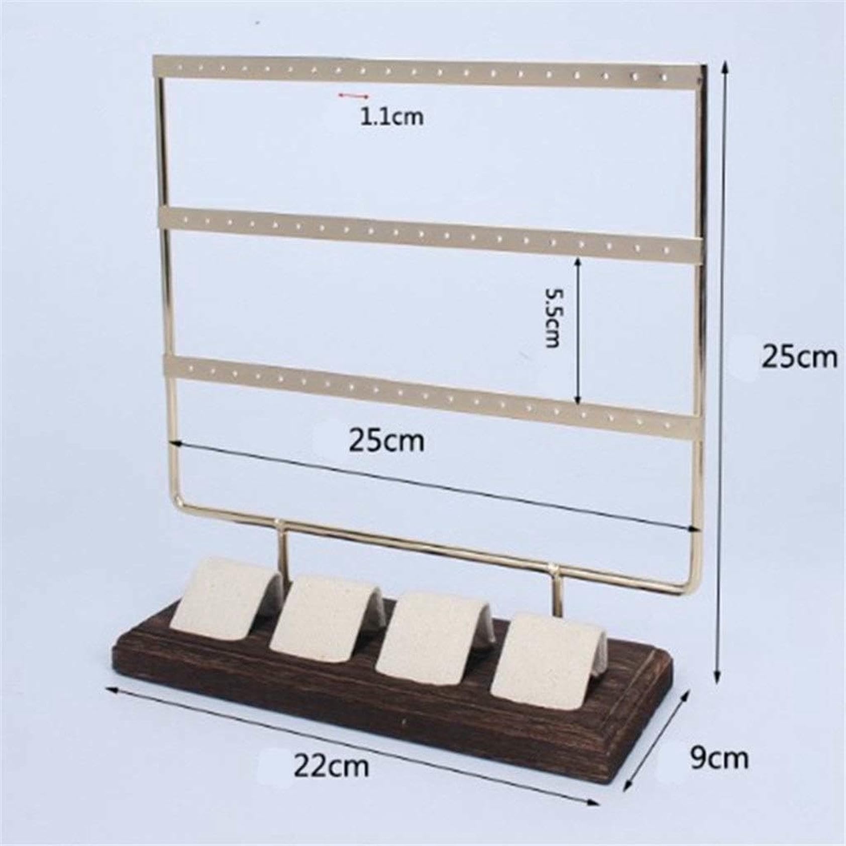 Supporto per Orecchini, collane, Braccialetti, espositore in Legno - Supporto per Orecchini a 3 Livelli, espositore per Gioielli (Blu)