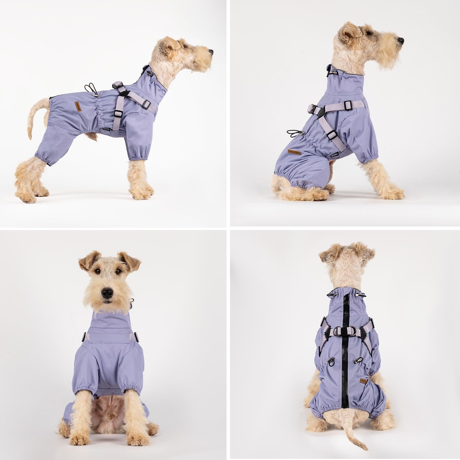Arnés impermeable para perro, chaqueta ajustable de 4 patas con arnés, traje reflectante impermeable para perros medianos y grandes, púrpura 5XL