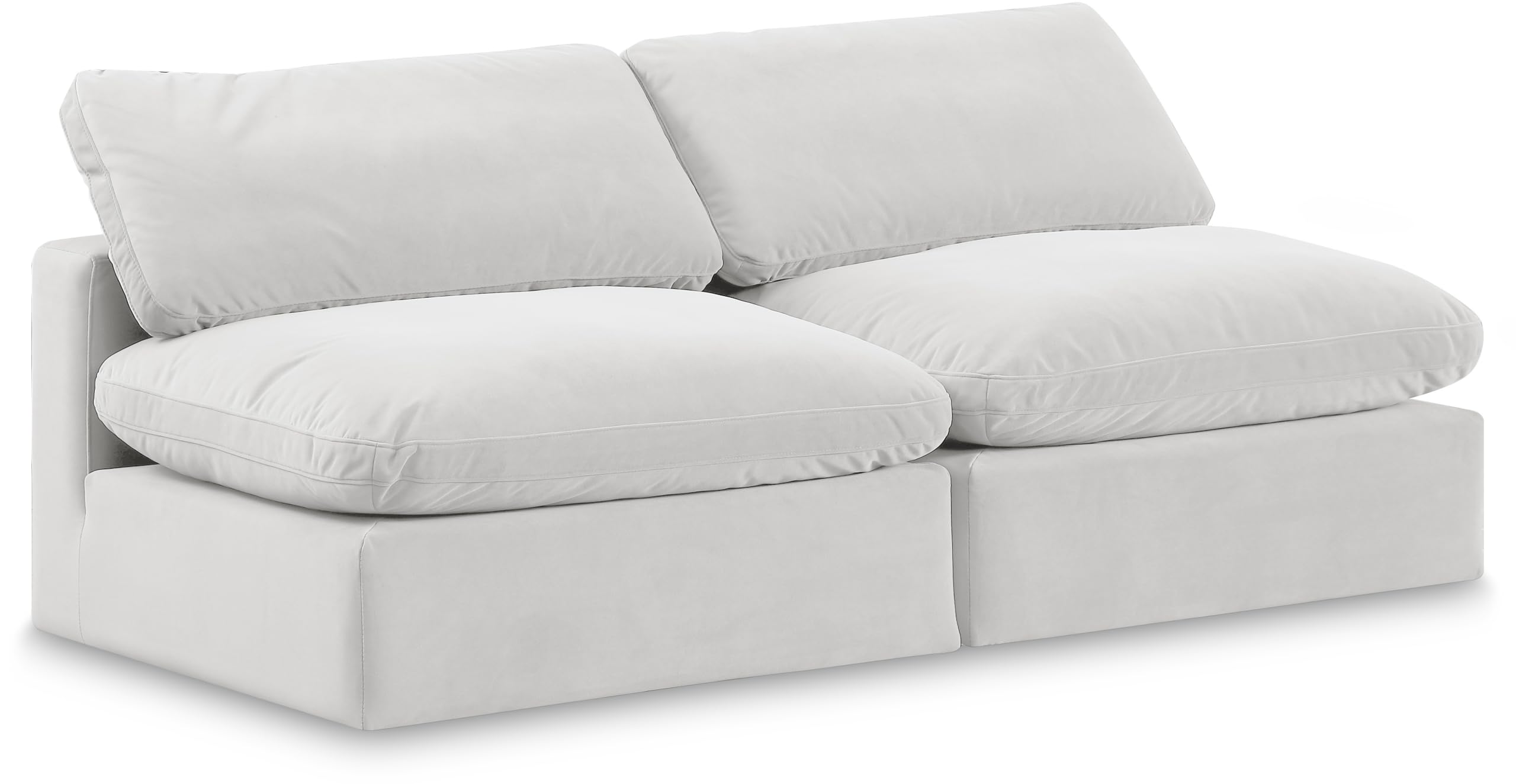 Meridian Furniture 189Cream-S78 Comfy Collection Modern Contemporary Upholstered Modular Sofa with Soft Cream Velvet Down Feather Cushions 78