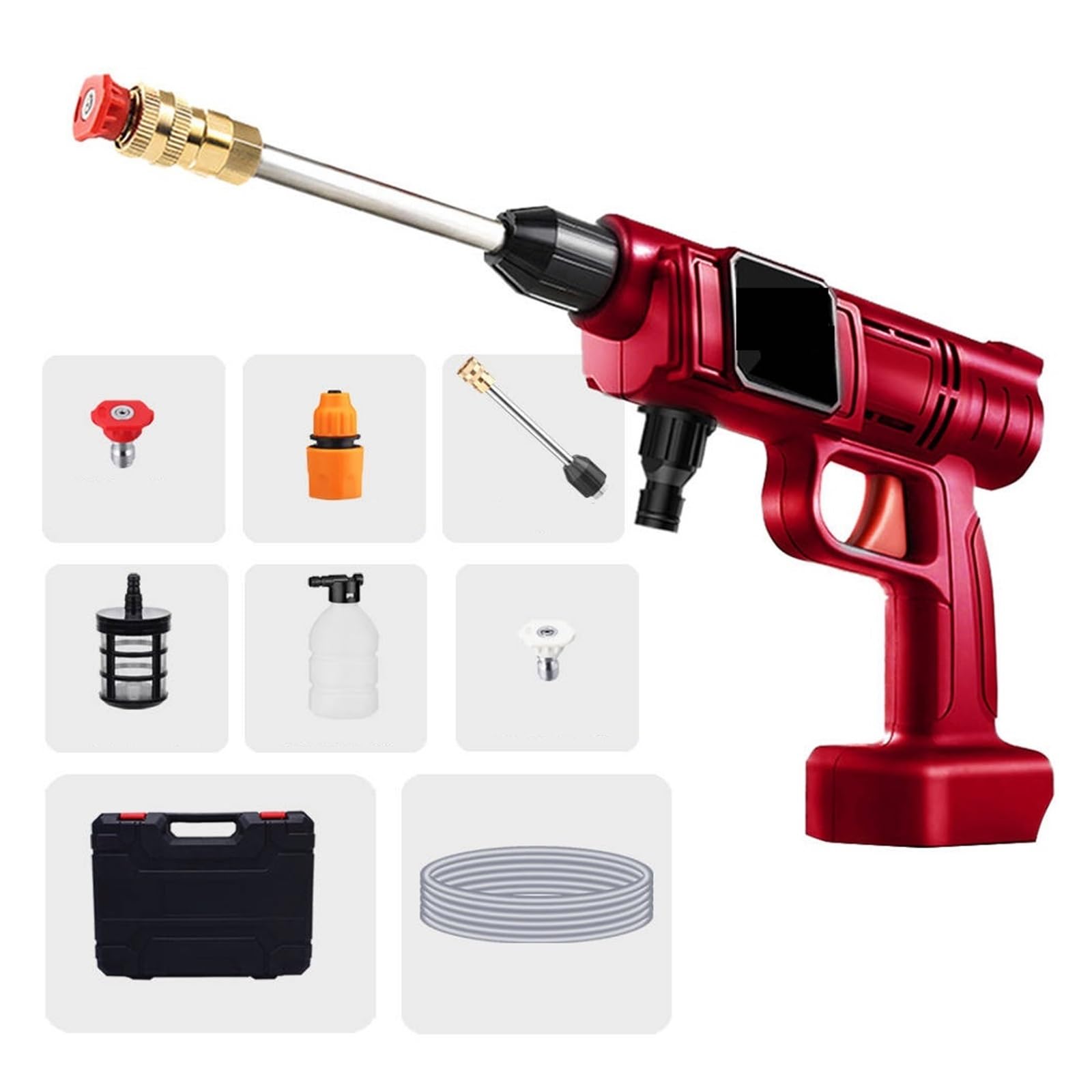 Hidrolimpiadoras Pulverizador Inalámbrico De Alta Presión For Lavadora De Coches, Suministros De Pistola De Lavado A Vapor, Máquina De Limpieza Con Caja De Plástico For Batería De 18V(No battery no pl