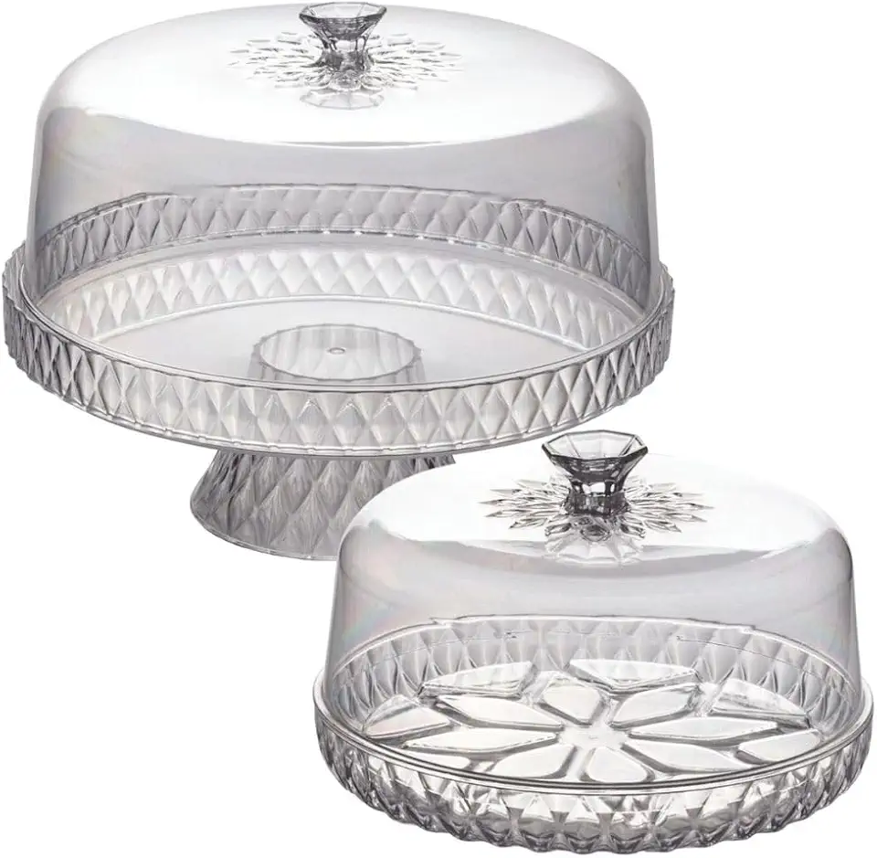 Conjunto 2 peças Boleira com Pedestal e Queijeira Acrílico Transparente