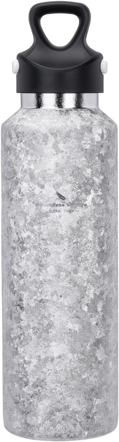 Boundless Voyage Titanium Vacuum Water Bottle Double-Walled Insulated Cup Lightweight and Leak-Proof Travel Outdoor Office School Sport Bottle (600ml silver)