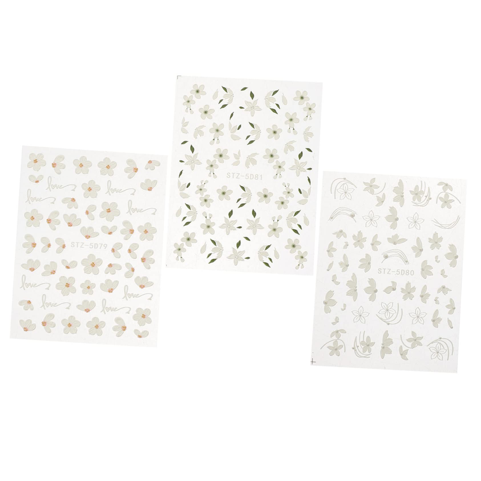 Calcomanías De Uñas De Flores Flor De Manicura Pegatinas Clavos Calcomanías De Uñas En Auto Adhesiva Decoración De Uñas De Flores Resina 3 Hojas*4