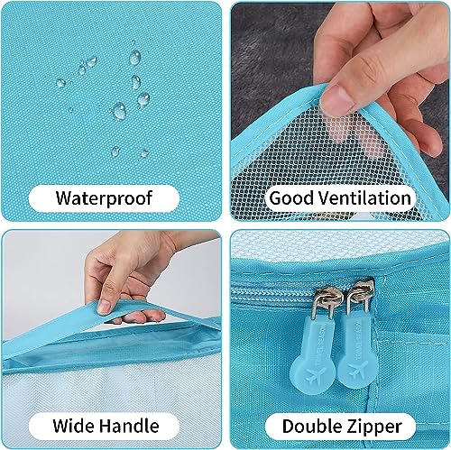Image of 6 in 1 Polyester Secret Pouch Travel Bag Packing Cubes Laundry Bag with Undergarments & Cloth Storage Organizer Travelling Set /Suitcase Bag (SKY BLUE)