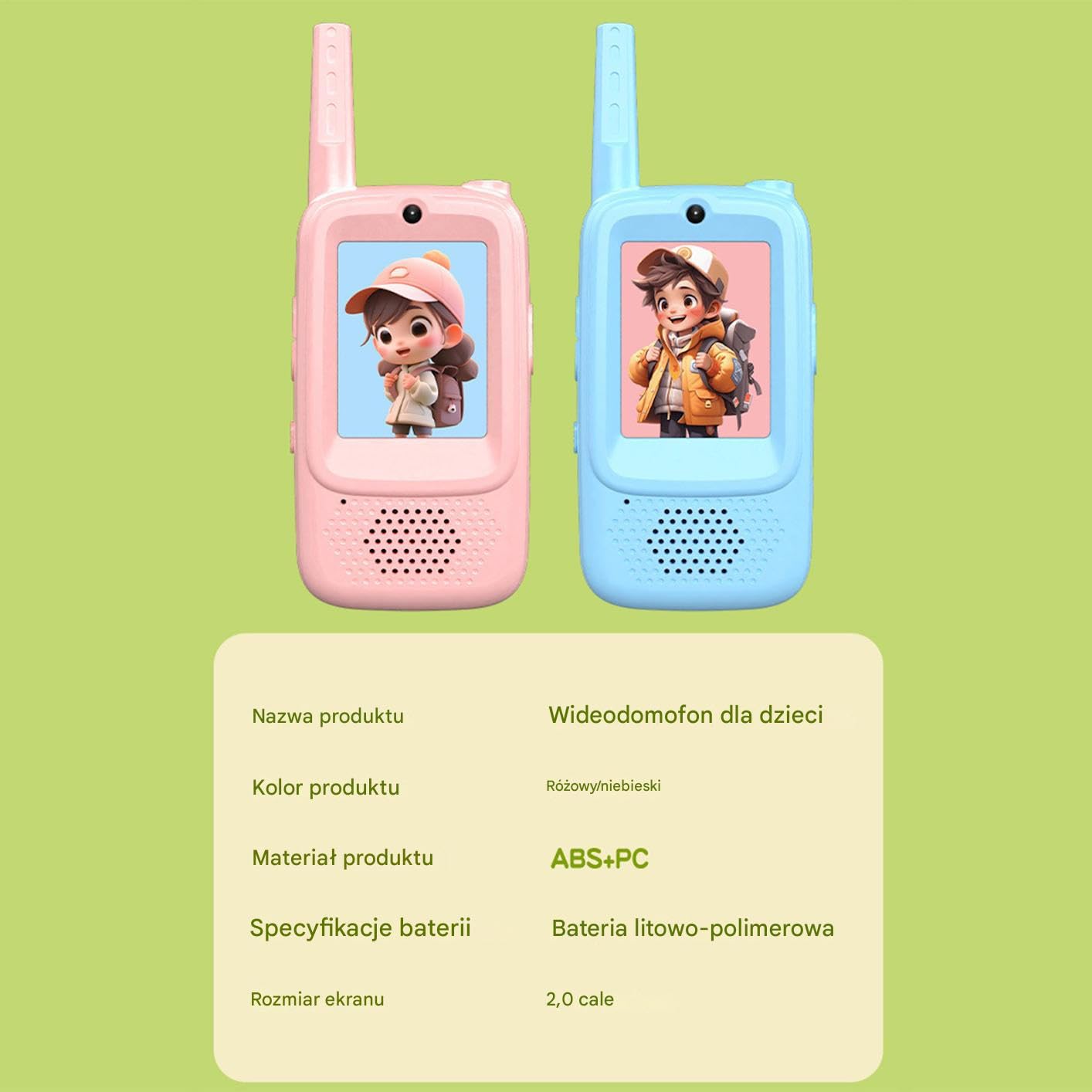 Dziecięce Talkie-Walkie 2 Sztuki HD Ekran 4 Zmiany Głosu Wideofon